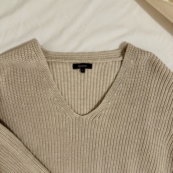 QUINCE | 100% Cotton V Neck Sweater - Picture 2 of 3